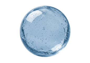 Isolated light-blue glass ball with tiny air bubbles inside it for creative design work