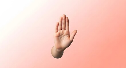 Naklejka premium Child hand, Hand with palm facing forward gesture on a gradient background s