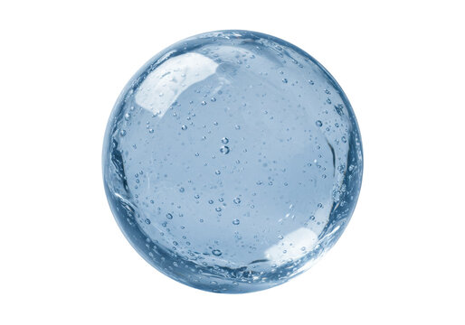 Isolated light-blue glass ball with tiny air bubbles inside it for creative design work