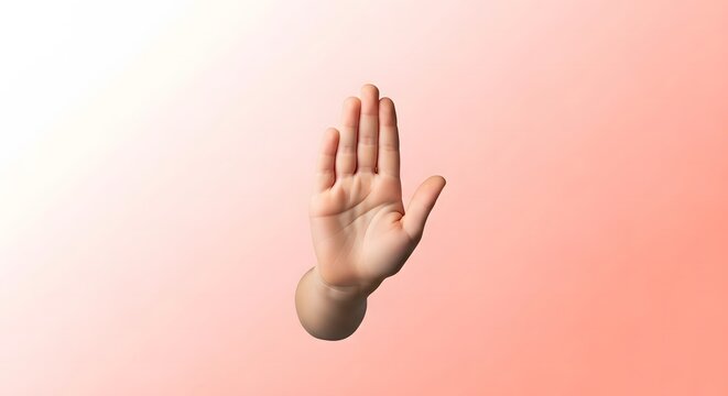 Child hand, Hand with palm facing forward gesture on a gradient background s