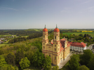 Old city of Ellwangen an der Jagst, Main church, Germany.
