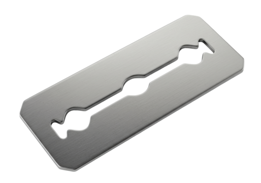 Isolated razor blade is ready for shaving or craft cutting, metallic sharpness concept