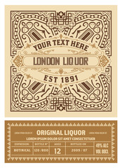 Whiskey label with old frames	