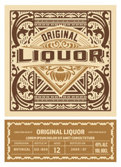 Liquor label with old frames	