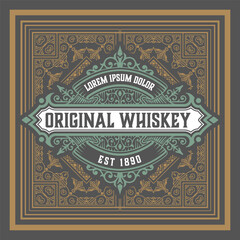 Whiskey label with old frames	
