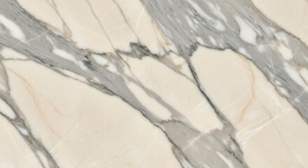 Close-up of a marble slab with gray veins on a beige background.