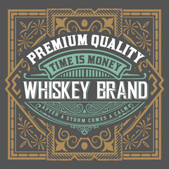 Whiskey label with old frames	