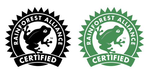 Rainforest Alliance logo. Frog icon isolated