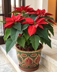 Red poinsettia holiday decor