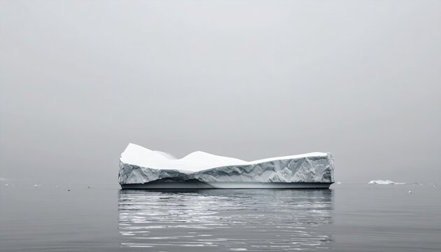 Iceberg floating, cool blues and grays. Calm