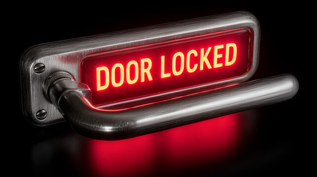 Door handle with illuminated 'door locked' red sign indicator