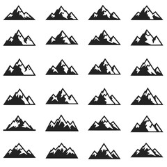 Explore the Great Outdoors with these Mountain Icon Designs, Perfect for Adventure Logos and Outdoor Enthusiast Brands, Scalable Vector Graphics for Versatile Design Projects