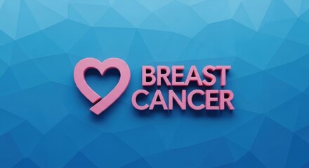 Futuristic Polygonal Mesh Blue Breast Cancer Awareness Symbol