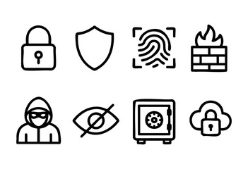 Various icons illustrate important concepts of security including a lock, shield, fingerprint, firewall, and more, highlighting the need for protection in today's world.