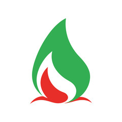Green Flame Symbol with Italian Flag Colors.
