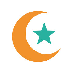 Islamic symbol of crescent moon and star representing faith and culture.
