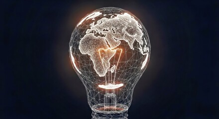 Global Innovation Concept With Digital Earth And Wireframe Light Bulb