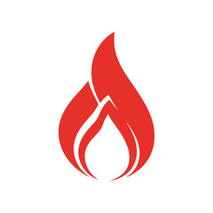 Simple Red Flame Icon on White Background.