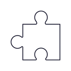 Simple Outline of a Single White Jigsaw Puzzle Piece.
