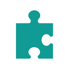 Single teal puzzle piece isolated on a white background.