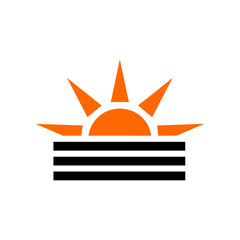 Stylized Sun Rising Over Abstract Horizon.