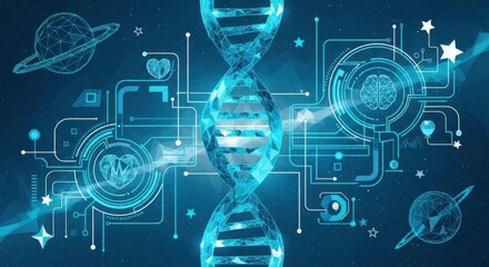 Polygonal DNA Link Science Technological Concept Illustration
