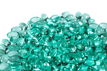 Pile of 200mg Ibuprofen Capsules for Pain Relief - Non-Prescription Anti-Inflammatory Pills