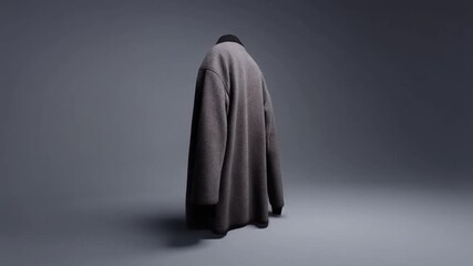 Elegant coat flowing in motion, showcasing modern fashion design with sophisticated style in a dynamic studio setting, perfect for apparel advertising