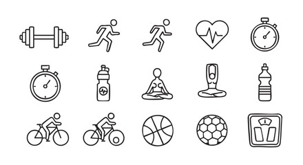 Fitness and exercise icons set vector illustration in trendy style