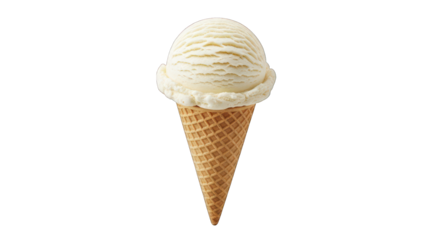 Vanilla ice cream cone isolated on transparent background