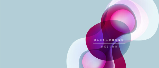 Abstract fluid shapes overlap, creating vibrant color gradients. Light blue background provides contrast. Modern design element.