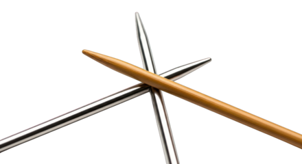 Close-up knitting needles isolated on transparent background