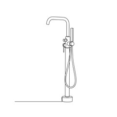 Freestanding bathtub faucet in black and white line art style