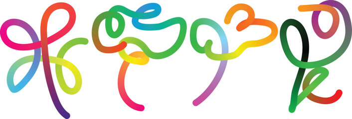 Colorful abstract scribbles on white background playful artistic design