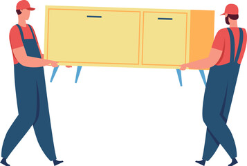 Movers carrying furniture for relocation service
