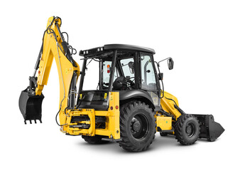 Retro escavadeira amarela pá carregadeira trator construção