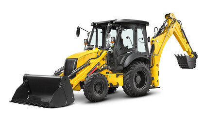 Retro escavadeira amarela pá carregadeira trator construção