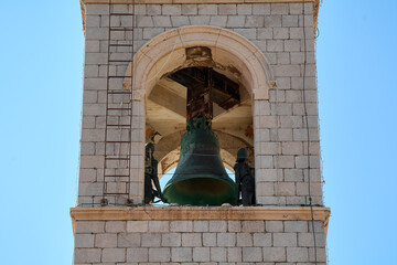 Vertical travel scene ideal for social media stories. Iconic UNESCO landmark in the Old Town of Dubrovnik, Croatia, against a clear blue sky.