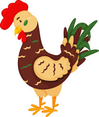 Rooster standing on white background illustration