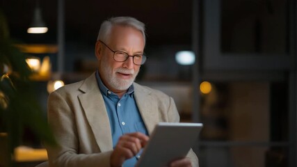 Senior entrepreneur video conferencing with global clients using a tablet and smartphone, showcasing remote business management, senior digital literacy, and success in online entrepreneurship for - Powered by Adobe