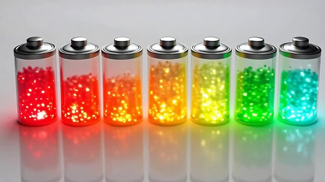 Battery charge levels with colorful contents