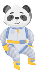 Panda astronaut character exploring space travel concept