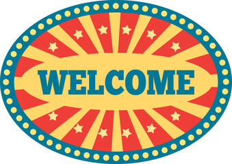 Welcome sign in retro circus style oval frame © Frogella.stock