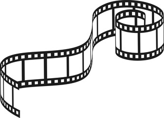 Film strip unwinding representing cinema and storytelling