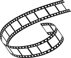 Film strip coiling, portraying cinema and video concept