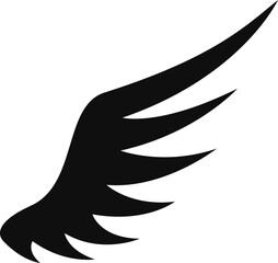 Stylized black wing icon symbolizing freedom and flight