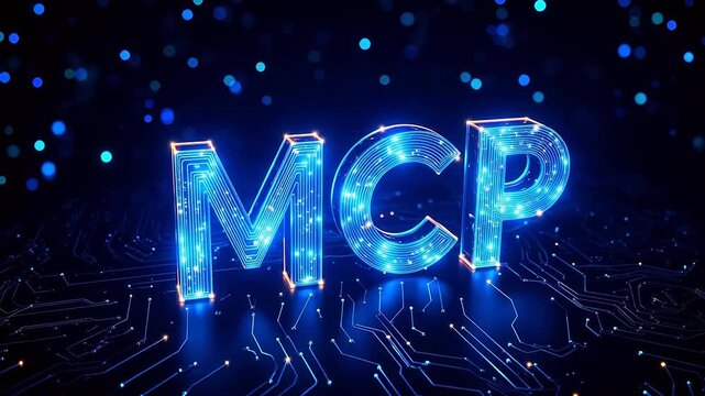 MCP glowing letters on dark background