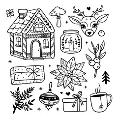 Cute Christmas doodles, vector illustartion