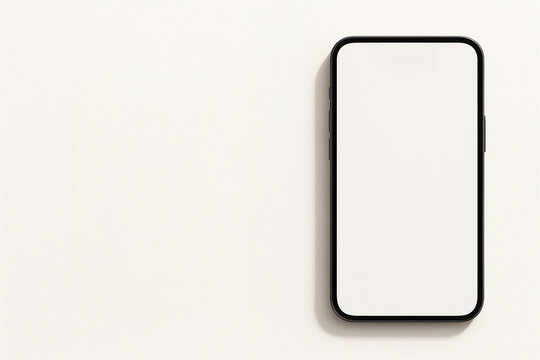 Smartphone with a blank white screen showcasing modern technology and mobile communication, providing ample copy space for custom content and mockup designs on a pristine background