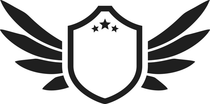 Shield with wings and stars representing protection award